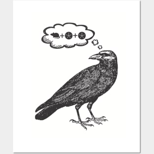 Raven Thinking of Food - Wingspan Bird Board Game (Black) Posters and Art